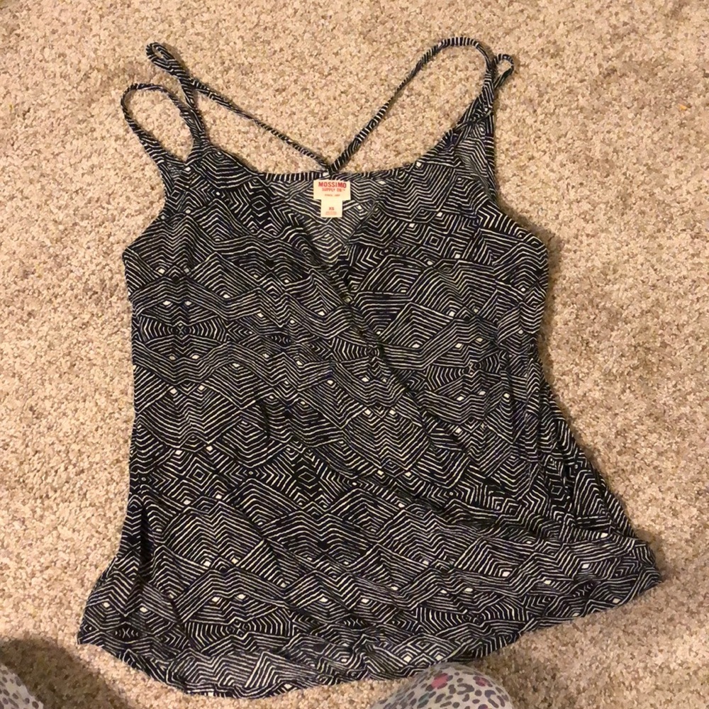 Black and white double strap top
